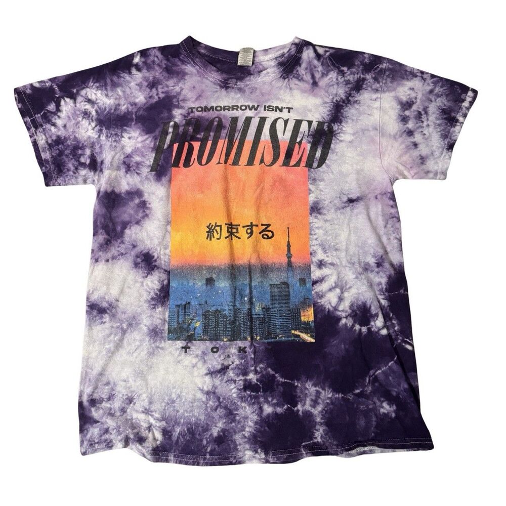 Retro Purple Acid Wash Alt Indie Skater Surfer Streetwear Graphic T-Shirt L